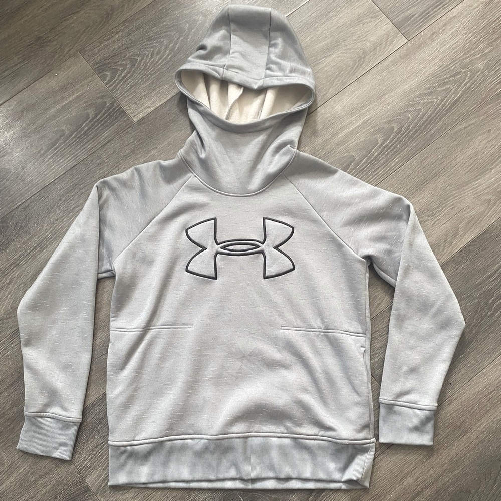 Cold gear under armor sweatshirt. Size medium. Light blue/gray in color.